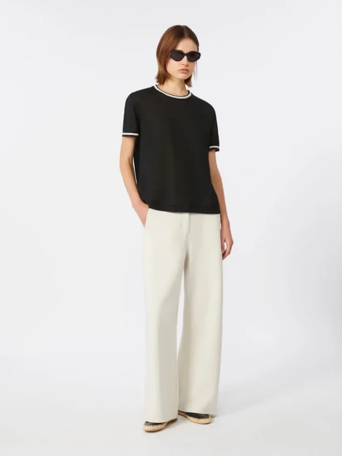 Pure linen yarn sweater, black