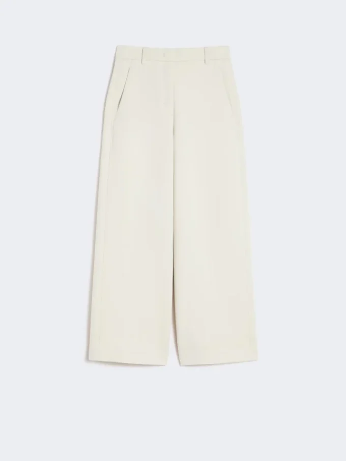 Straight-fit scuba jersey trousers, beige