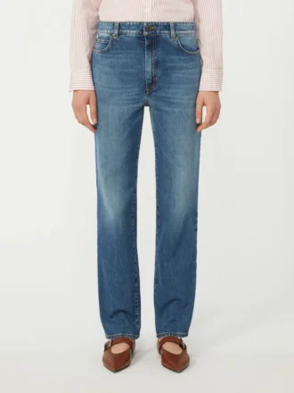 Straight-leg denim jeans, navy