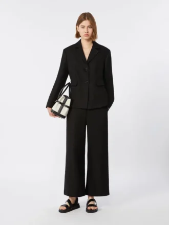 Stretch cotton and linen trousers, black