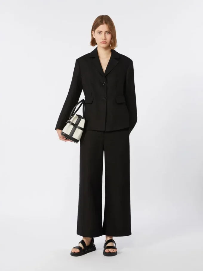 Stretch cotton and linen trousers, black Stretch cotton and linen trousers, black