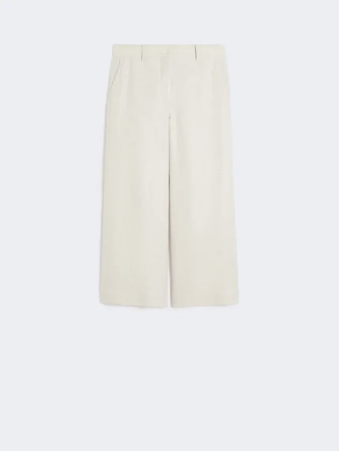 Stretch cotton and linen trousers, ivory Stretch cotton and linen trousers, ivory