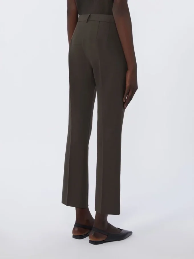 Stretch cotton and viscose trousers, dark green