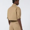 Stretch cotton cropped jacket, sand