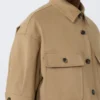 Stretch cotton cropped jacket, sand