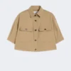 Stretch cotton cropped jacket, sand