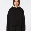 Stretch-cotton hooded sweatshirt, black