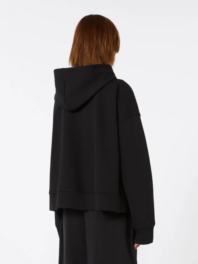 Stretch-cotton hooded sweatshirt, black