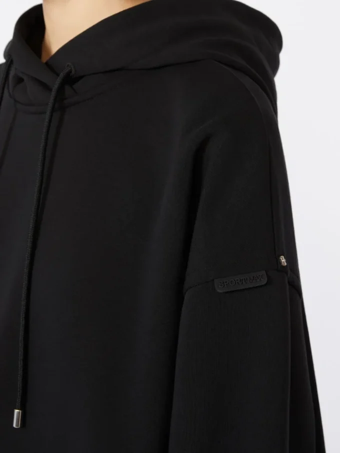 Stretch-cotton hooded sweatshirt, black