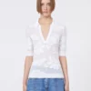Stretch cotton polo shirt, white