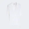 Stretch cotton polo shirt, white