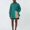 Stretch cotton satin shorts, kaki
