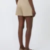 Stretch cotton satin shorts, kaki