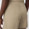 Stretch cotton satin shorts, kaki