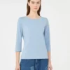 Stretch cotton t-shirt, light blue