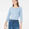 Stretch cotton t-shirt, light blue