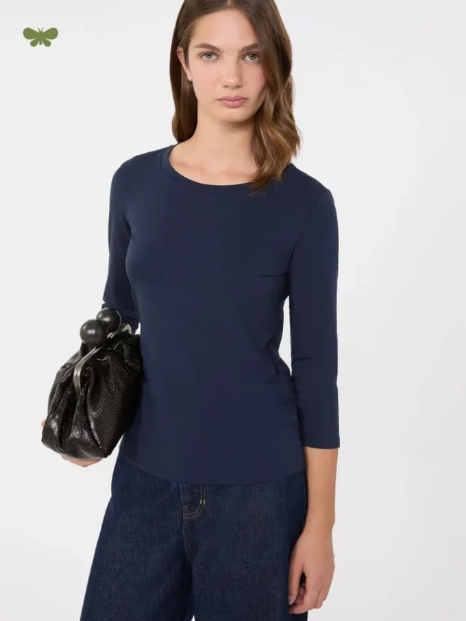 Stretch cotton t-shirt, navy