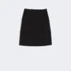 Stretch cotton wrap skirt, black