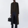 Wool robe coat, dark green
