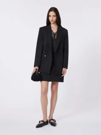 Stretch gabardine mini skirt, black