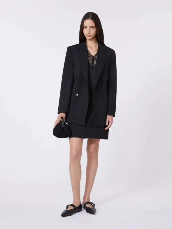 Stretch gabardine mini skirt, black