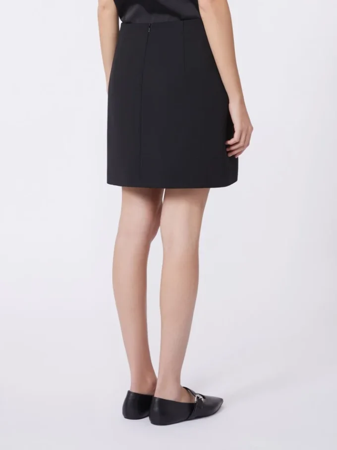 Stretch gabardine mini skirt, black
