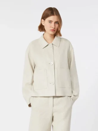 Stretch linen and cotton jacket, ivory Stretch linen and cotton jacket, ivory
