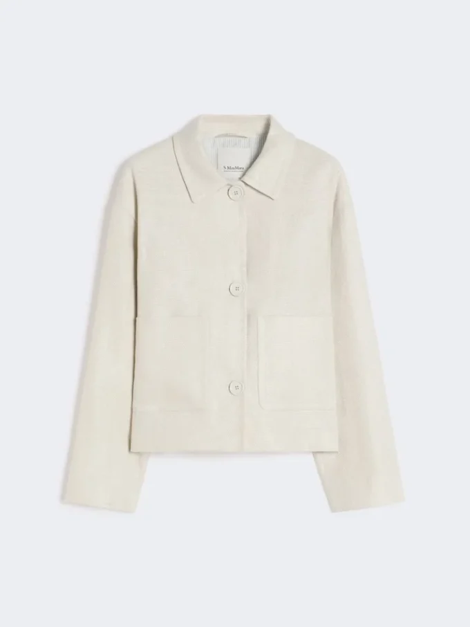 Stretch linen and cotton jacket, ivory Stretch linen and cotton jacket, ivory