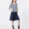 Stretch linen jersey v-neck t-shirt, ultramarine