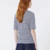 Stretch linen jersey v-neck t-shirt, ultramarine