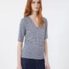 Stretch linen jersey v-neck t-shirt, ultramarine