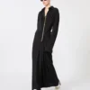 Stretch silk shirt dress, black