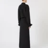 Stretch silk shirt dress, black