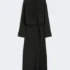 Stretch silk shirt dress, black