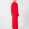 Stretch silk shirt dress, red