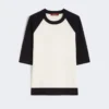 Stretch viscose boxy sweater, white blue