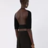 Stretch viscose crop top, black