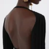 Stretch viscose crop top, black