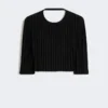 Stretch viscose crop top, black