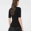Stretch viscose jumper, black