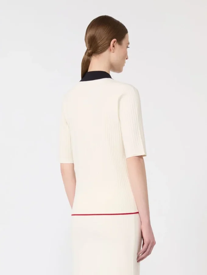 Stretch viscose jumper, white blue