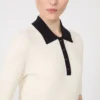 Stretch viscose jumper, white blue