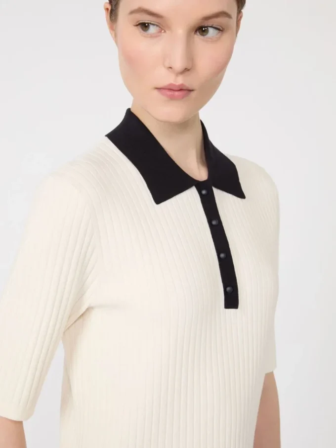Stretch viscose jumper, white blue
