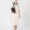 Stretch viscose pencil skirt, white