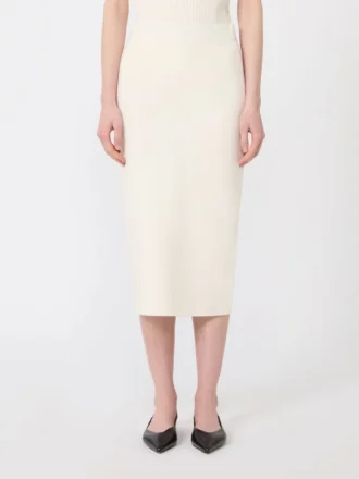Stretch viscose pencil skirt, white