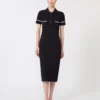 Stretch viscose sheath dress, navy
