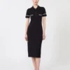 Stretch viscose sheath dress, navy