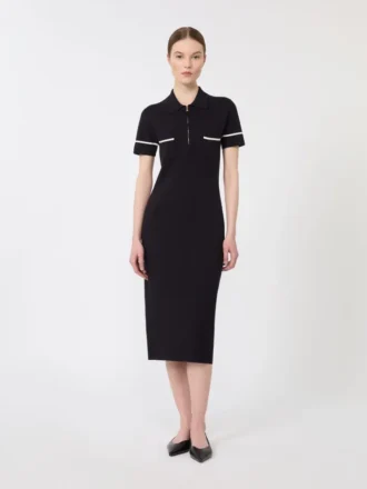Stretch viscose sheath dress, navy