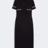 Stretch viscose sheath dress, navy