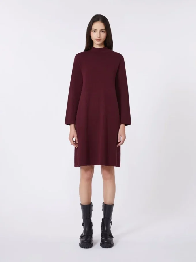 Stretch viscose yarn dress, bordeaux